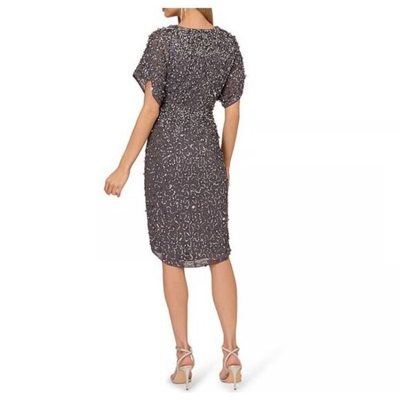 Adrianna Papell Women's Beaded Dolman Sleeve Dress Size 0 New NWT - Picture 2 of 16